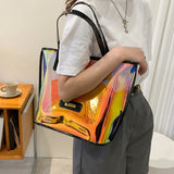 Clear Shoulder Bag Waterproof Tote Bag PVC Transparent Handbag Large Capacity