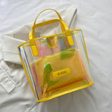 Clear Shoulder Bag Waterproof Tote Bag PVC Transparent Handbag Large Capacity