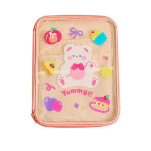 Cartoon Bear Clear Tablet Sleeve Bag with Zipper