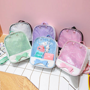 Clear Transparent Backpacks Women Harajuku Bow-knot Itabags Bags