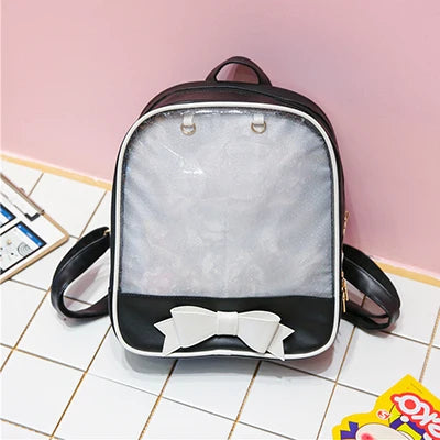 Clear Transparent Backpacks Women Harajuku Bow-knot Itabags