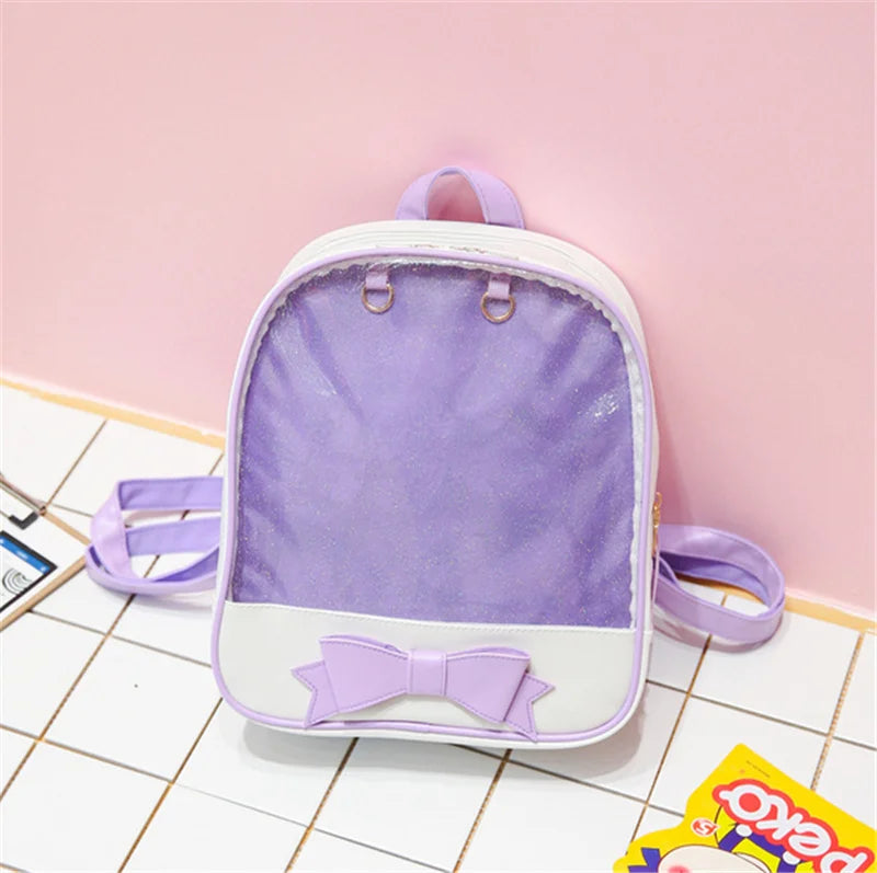 Clear Transparent Backpacks Women Harajuku Bow-knot Itabags School Bags