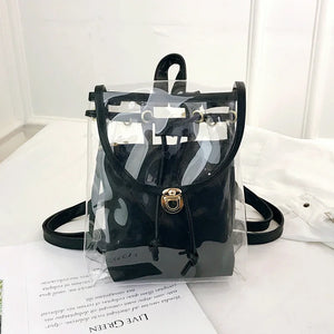 Clear Women Casual Backpacks Transparent Bags PVC Handbags