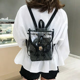 Clear Women Casual Backpacks PVC Son-mother Bag