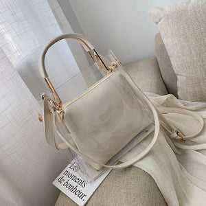 Clear Women Tote Bag PVC Transparent Shopping Bag Shoulder Handbag