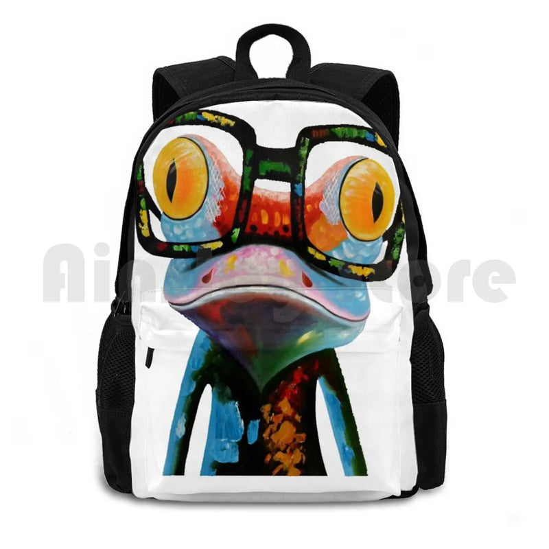 Outdoor Hiking Backpack Frog Glasses Tree Hipster