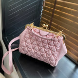 Foldable Women Handbag PU Leather Crossbody Bag Pink Totes