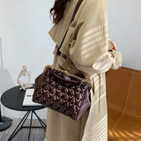 Foldable Women Handbag PU Leather Crossbody Bag Pink Totes