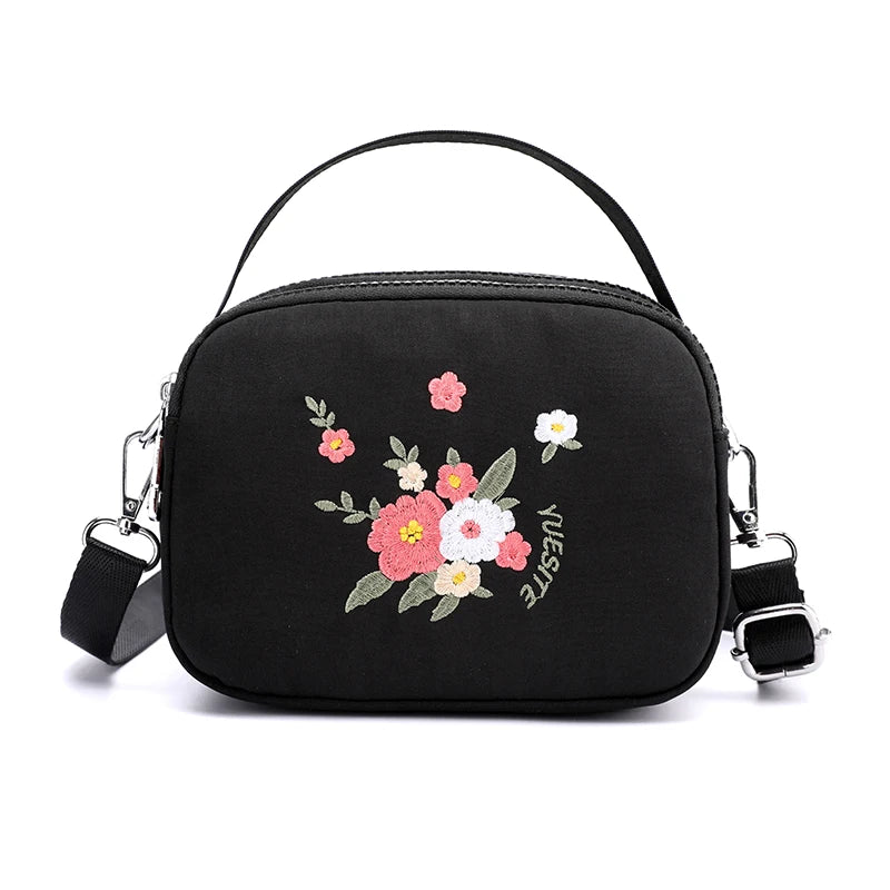 Waterproof Nylon Crossbody Bag Multi-layer Zipper Bag