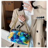 Tie-Dye Women's One Shoulder Bag Chain Leather Ladies Shoulder Bag