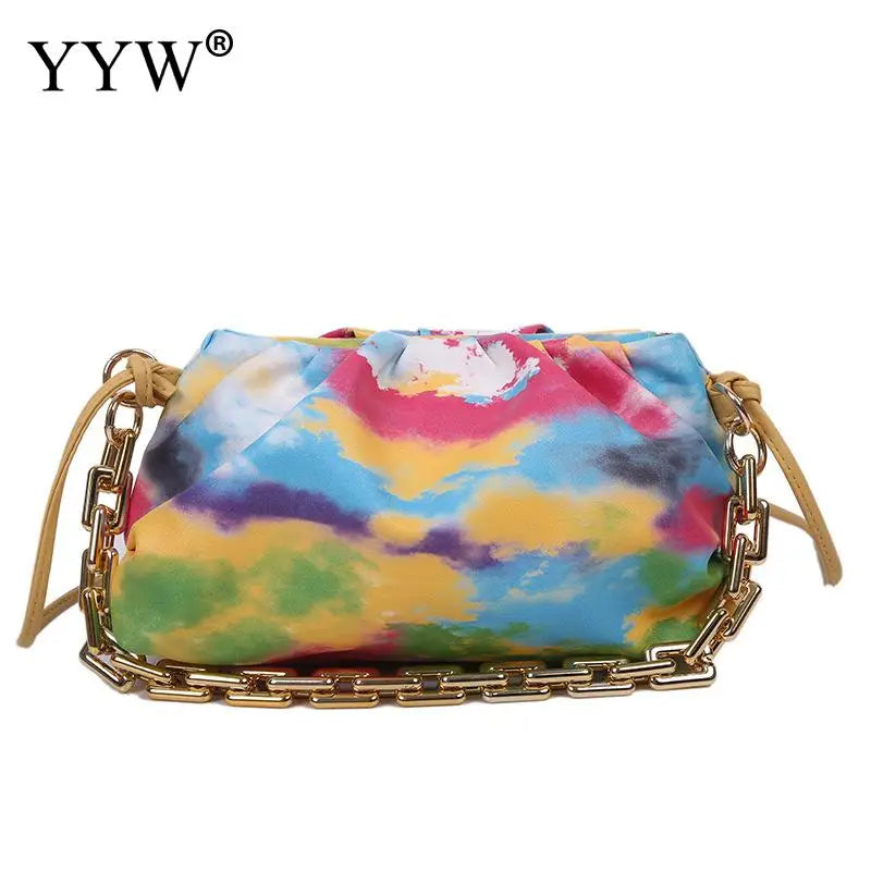 Tie-Dye Women's One Shoulder Bag Chain Leather Ladies Shoulder Bag