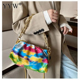 Tie-Dye Women's One Shoulder Bag Chain Leather Ladies Shoulder Bag