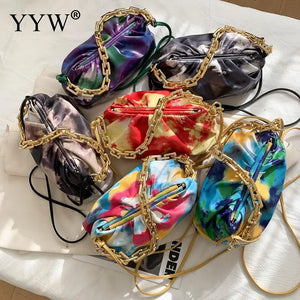 Tie-Dye Women's One Shoulder Bag Chain Leather Ladies Shoulder Bag