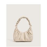 Cloud Purple Pleated Tote Bag Women Beige Leather Shoulder Bags