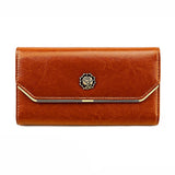 Oil Leather Clutch Wallet with Phone Pocket and Card Holder