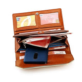 Oil Leather Clutch Wallet with Phone Pocket and Card Holder