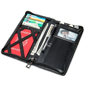 Men's Leather Clutch Wallet with Handle