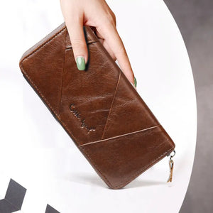 Women's Leather Wallet Clutch Bag Phone Purse Cow Leather Splicing