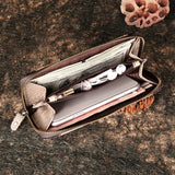 Women's Leather Wallet Clutch Bag Phone Purse Cow Leather Splicing
