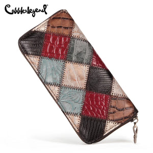 Women's Leather Wallet Clutch Bag Phone Purse Cow Leather Splicing