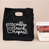 Coffee Teach Repeat Print Lunch Bags Cooler Bags Tote Thermal Breakfast Box