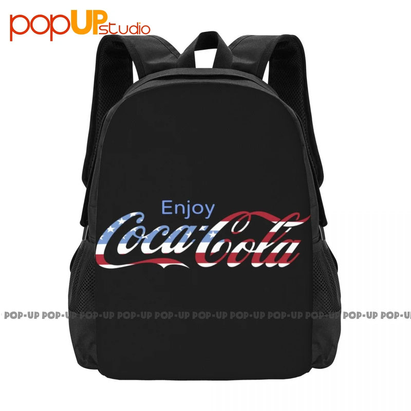 Coke Cola American Flag Heather Backpack Large Capacity Gym Storage Bag