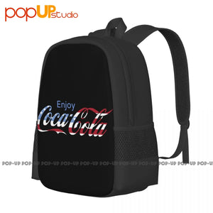 Coke Cola American Flag Heather Backpack Large Capacity Gym Storage Bag