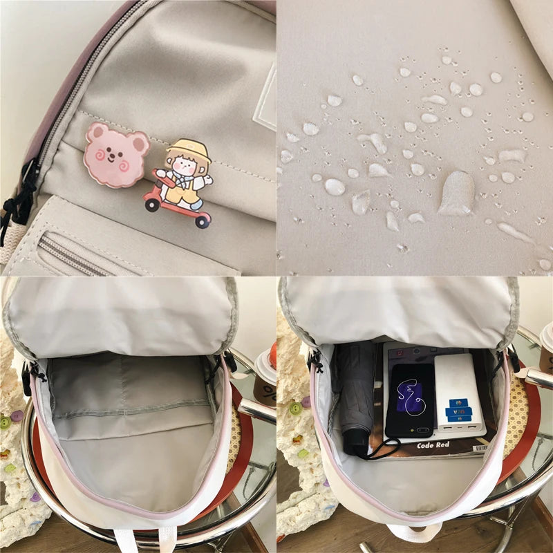 Teenage Girls Schoolbag Candy Patchwork Backpack Women Student Bag