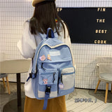 Teenage Girls Schoolbag Candy Patchwork Backpack Women Student Bag