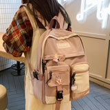 Teenage Girls Schoolbag Candy Patchwork Backpack Women Student Bag