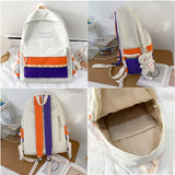 College Student Backpack Teenage Girl Panelled Schoolbag Preppy Women