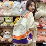 College Student Backpack Teenage Girl Panelled Schoolbag Preppy Women