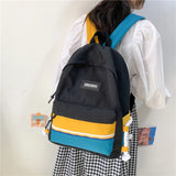 College Student Backpack Teenage Girl Panelled Schoolbag Preppy Women