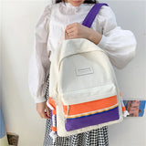College Student Backpack Teenage Girl Panelled Schoolbag Preppy Women