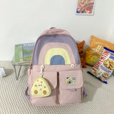 Student Bookbag School Backpack with Pendant Large Capacity Soft Multi-pockets