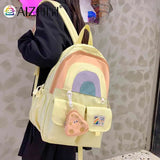 Student Bookbag School Backpack with Pendant Large Capacity Soft Multi-pockets