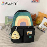 Student Bookbag School Backpack with Pendant Large Capacity Soft Multi-pockets