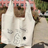 College Student Girls Shoulder Bag Women's Canvas Handbags Large Capacity