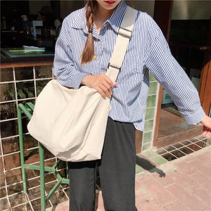 College Style Canvas Crossbody Bags for Girls Solid Women's Shoulder Bag