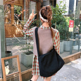 College Style Canvas Crossbody Bags for Girls Solid Women's Shoulder Bag
