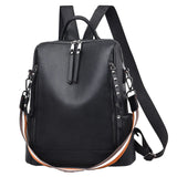 Casual Leather Backpack Waterproof Travel Rolling Backpack