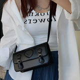Vintage Square Shoulder Bag for Women Love Heart Clutch Handbag