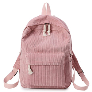 Stylish Corduroy School Backpack for Teens