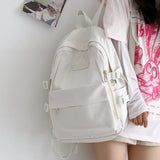 Large Nylon Waterproof Backpack Girls Book Bag Teen Schoolbag Khaki