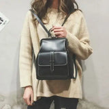 College Wind Retro Women Backpacks PU Leather Shoulder Bags School Travel Rucksa