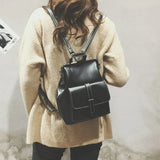 College Wind Retro Women Backpacks PU Leather Shoulder Bags School Travel Rucksa