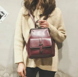 College Wind Retro Women Backpacks PU Leather Shoulder Bags School Travel Rucksa