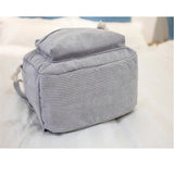 College Wind Women's Backpack Wild High School Students Corduroy Plush