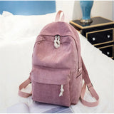 College Wind Women's Backpack Wild High School Students Corduroy Plush