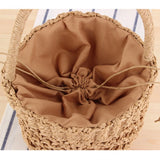 College Portable Bucket Woven Bag Hand-Carved Hollow Straw Bag
